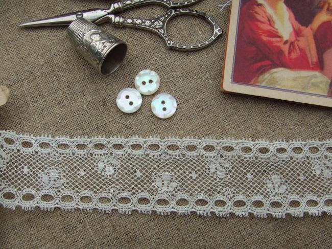 Merveilleuse dentelle d'entre-deux  festonnée de Valenciennes, largeur 32mm