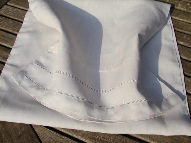 Lovely linen bolster slip with drawn thread rivers 1900