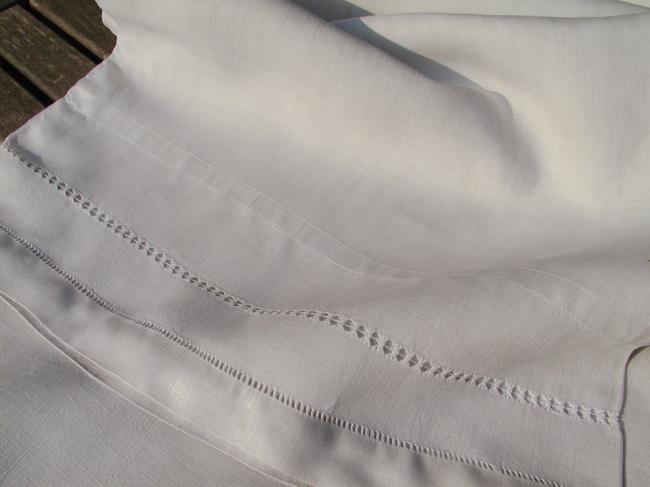 Lovely linen bolster slip with drawn thread rivers 1900