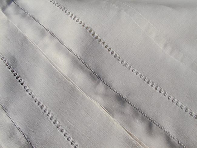 Lovely linen bolster slip with drawn thread rivers 1900