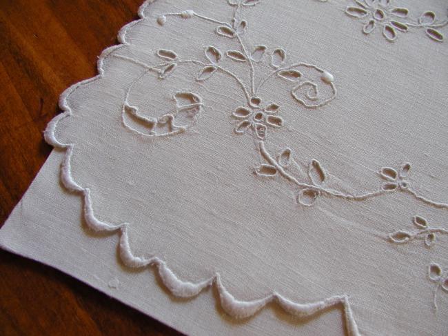 Very pretty linen nightcase in Richelieu embroidery