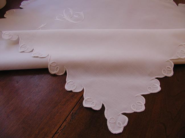 Wonderful pillow sham with gorgeous white works and monogramm FC