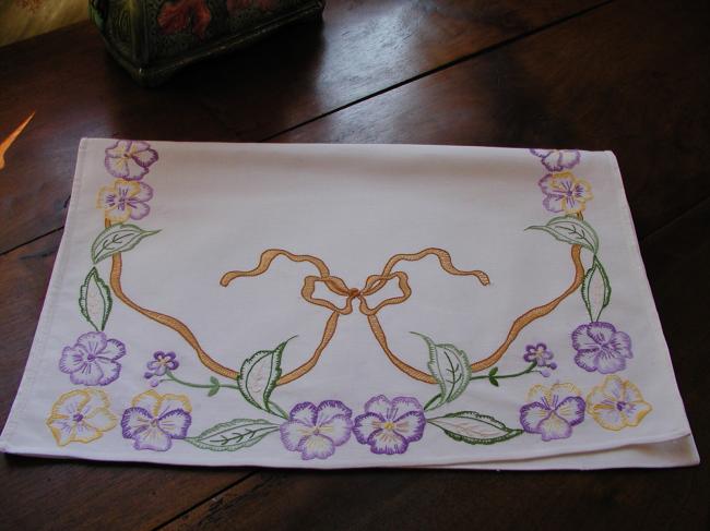 Lovely nightdress case with lovely embroidered pansy and bow