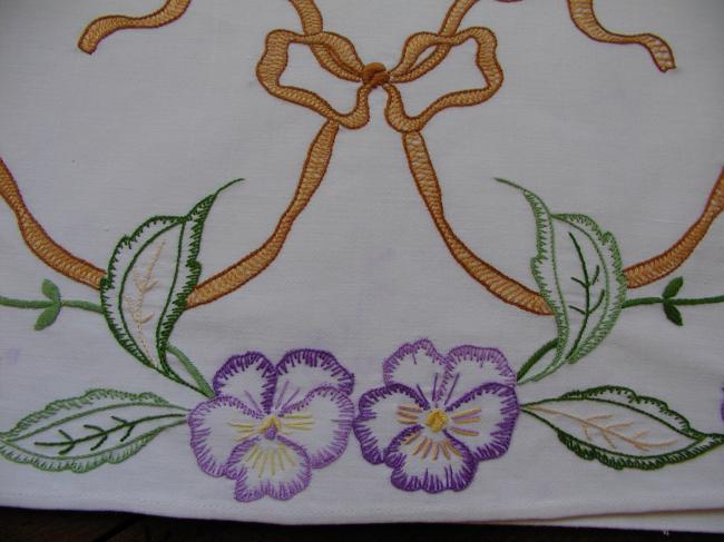 Lovely nightdress case with lovely embroidered pansy and bow