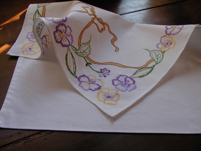 Lovely nightdress case with lovely embroidered pansy and bow