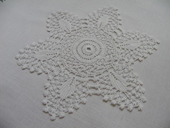 Lovely star shape doily in Irish crochet lace