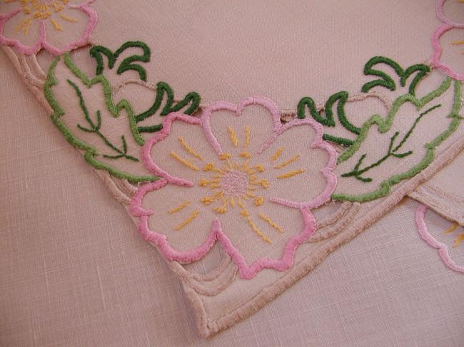 So adorable pair of trolley clothes with sweet embroidered flowers