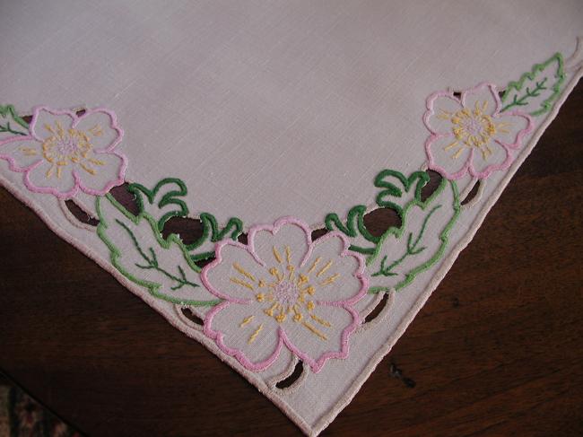 So adorable pair of trolley clothes with sweet embroidered flowers