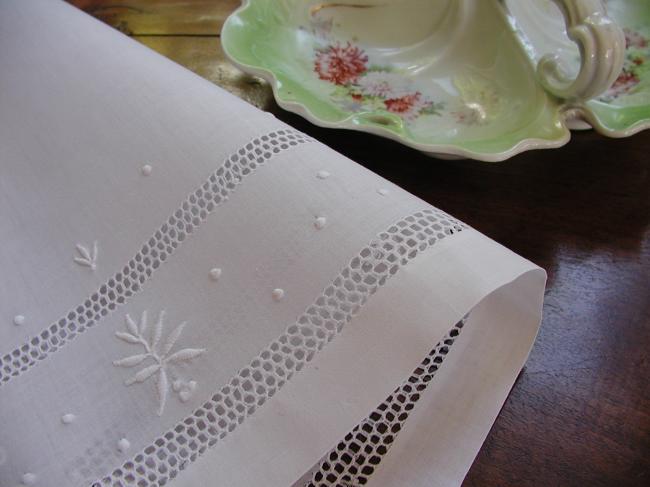 Gorgeous table centre with drawn thread and white works circa 1890