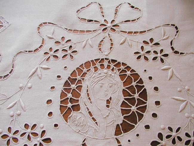 Stunning Panel with Cluny lace and Richelieu embroidery describing Napoléon