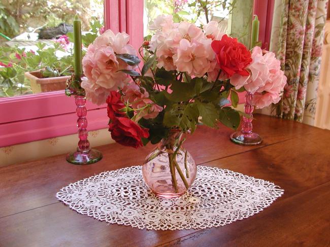 Stunning oval table centre in irish guipure lace