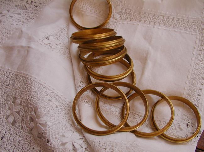 10 anneaux ronds de rideaux en bronze doré