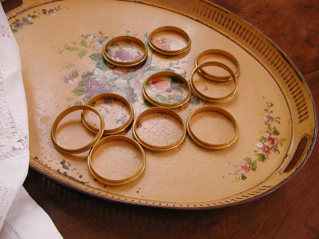 10 anneaux ronds de rideaux en bronze doré