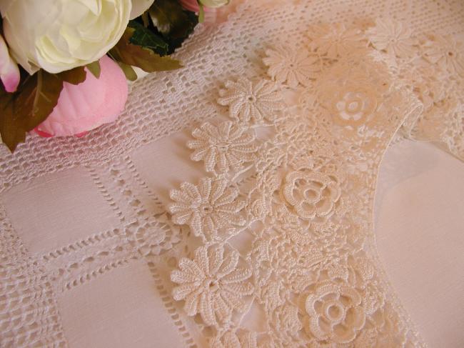 Superb fine collar hand-made irish guipure lace 1900