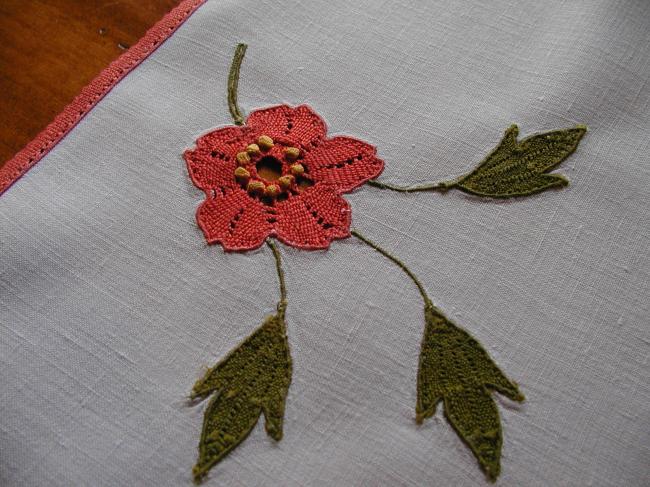 So pretty small table runner with inserts of torchon bobbin lace