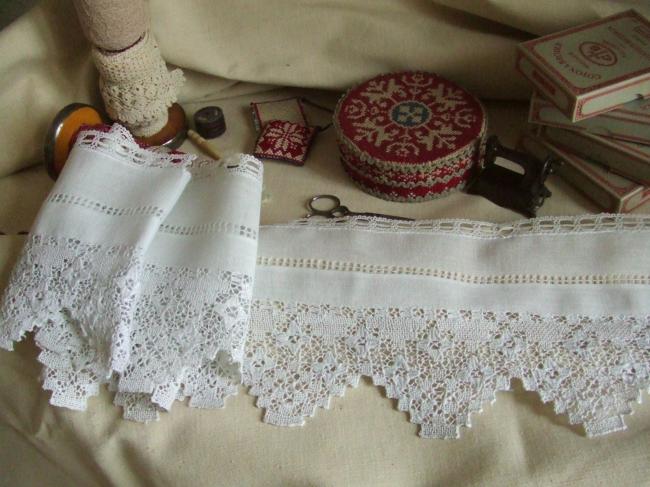Très jolie bordure de voilage en dentelle de filet, rivière ajourée et dentelle