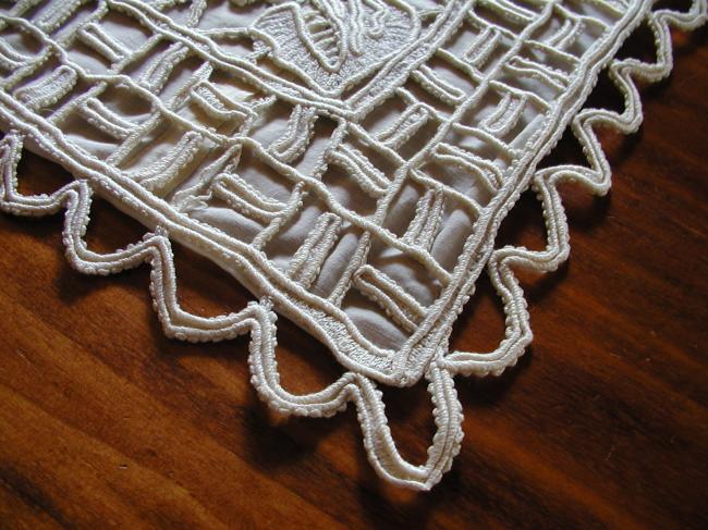 Superb cushion cover with gorgeous lace inserts