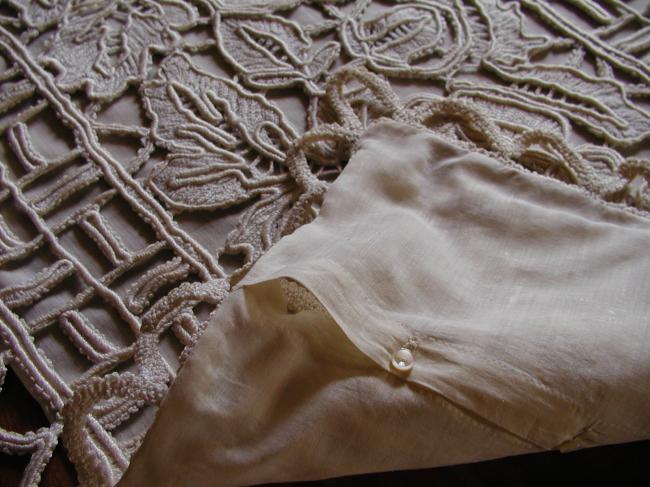 Superb cushion cover with gorgeous lace inserts