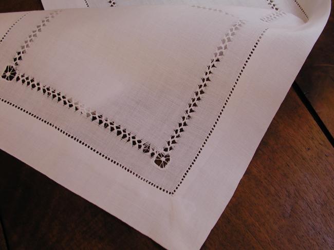 Lovely table runner with lots of rivers of drawn thread works