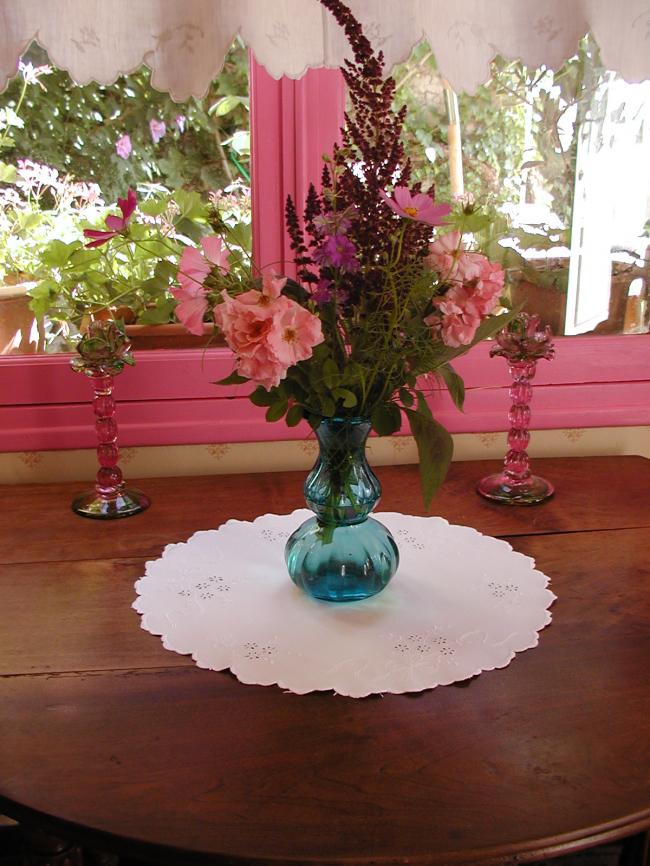 Gorgeous table centre in silk with bows of embroidered flowers,Mountmellick
