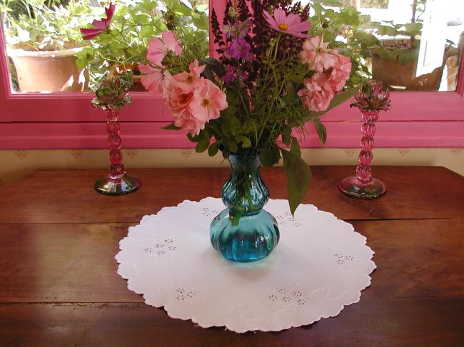 Gorgeous table centre in silk with bows of embroidered flowers,Mountmellick