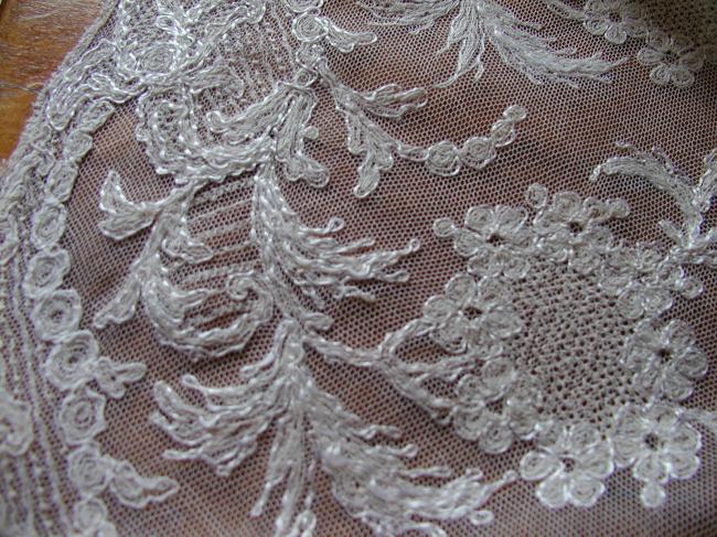 Absolutely stunning embroidered net petticoat 1880 with floral and cocks
