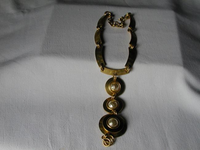 Vintage ! Superbe collier de soirée doré avec perles !