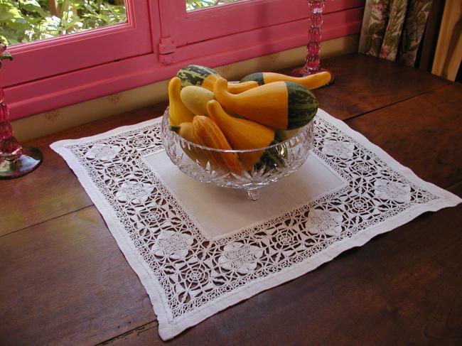 Wonderful table centre with Milan point lace 1920