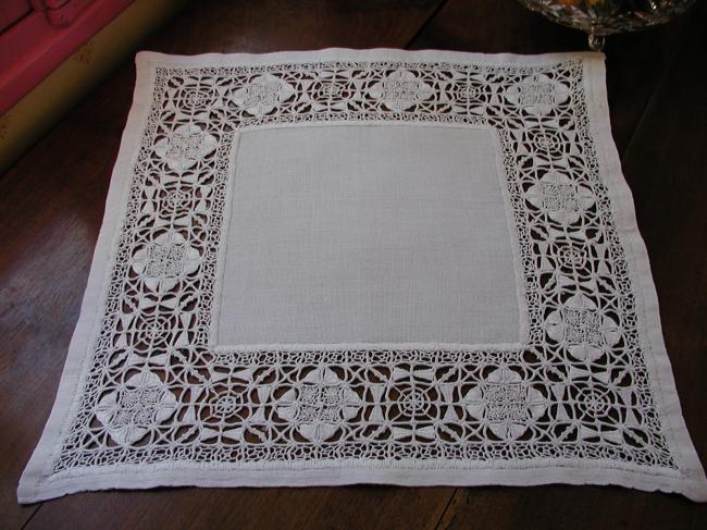 Wonderful table centre with Milan point lace 1920