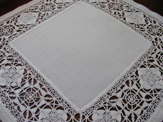 Wonderful table centre with Milan point lace 1920