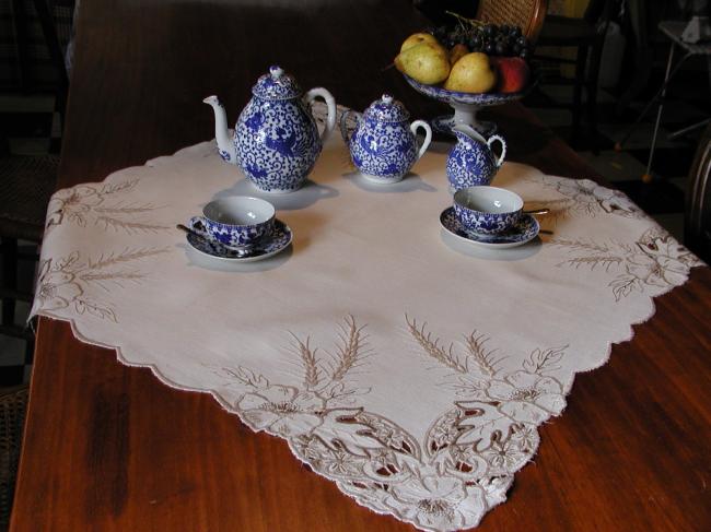 Wonderful Madeira tablecloth with wheat ear and poppies.