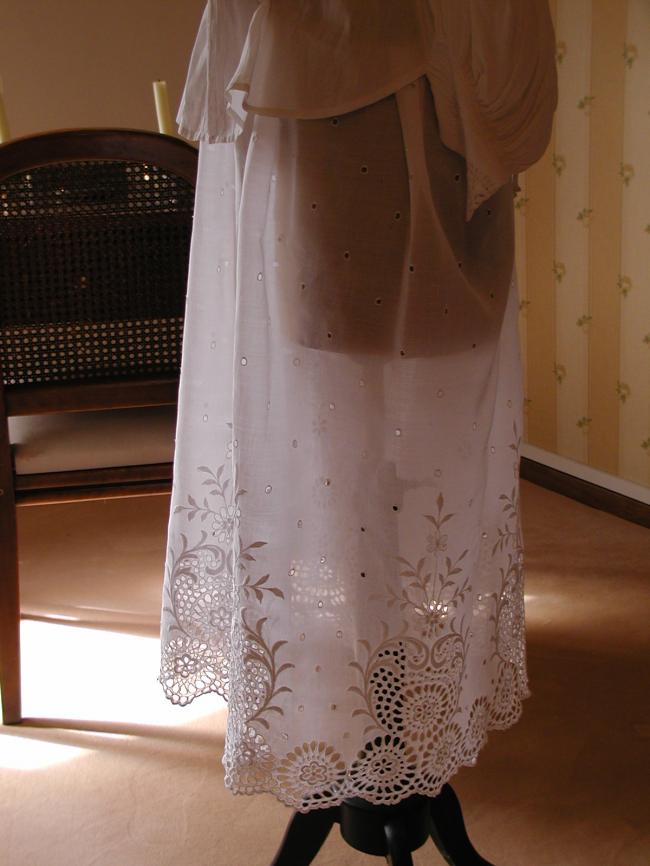 Superb linon of linen pettycoat with hand made broderie anglaise 1880-90