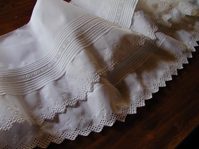 Superb border of petticoat with gorgeous hand made  whitte embroidery 1890