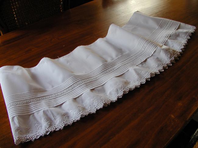 Superb border of petticoat with gorgeous hand made  whitte embroidery 1890