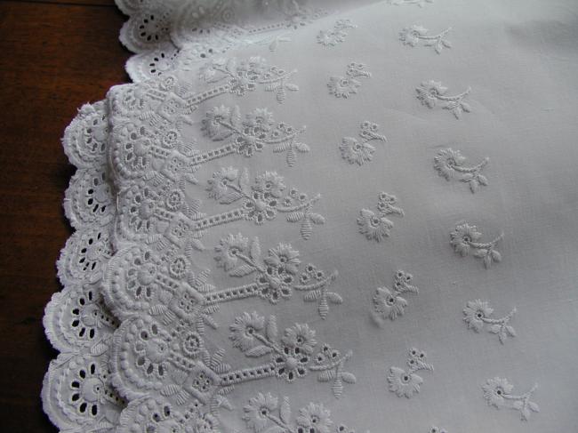 Gorgeous bottom border of pettycoat in handmade white embroidery 1890