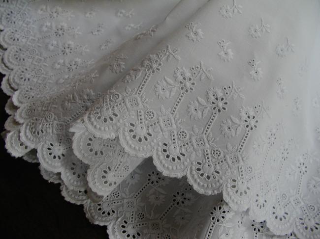 Gorgeous bottom border of pettycoat in handmade white embroidery 1890