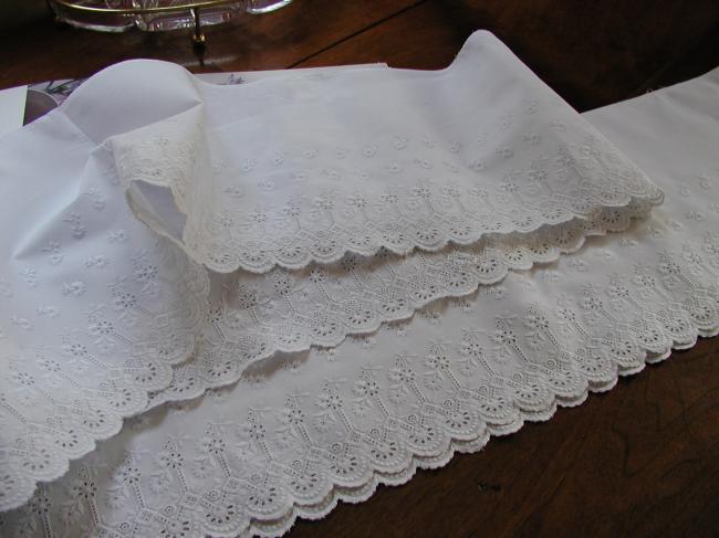 Gorgeous bottom border of pettycoat in handmade white embroidery 1890