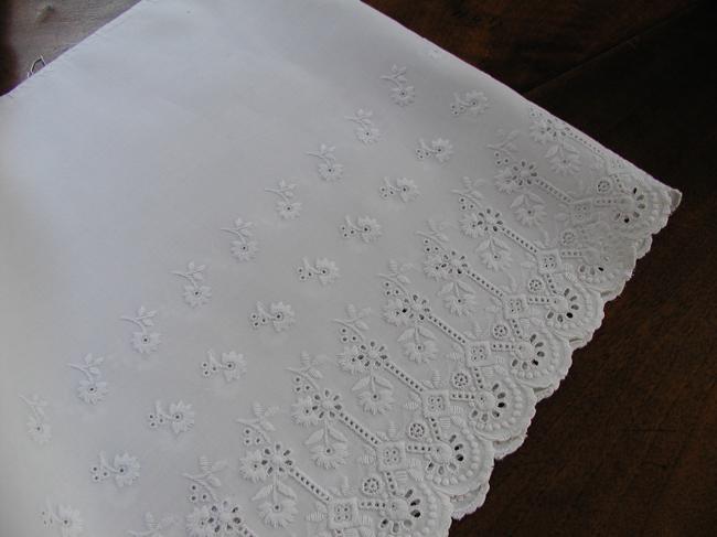 Gorgeous bottom border of pettycoat in handmade white embroidery 1890