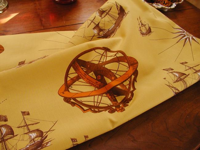 Superbe coupon imprimé de Pierre Jean Clair 'Astrolabe' pour Romanex  Boussac