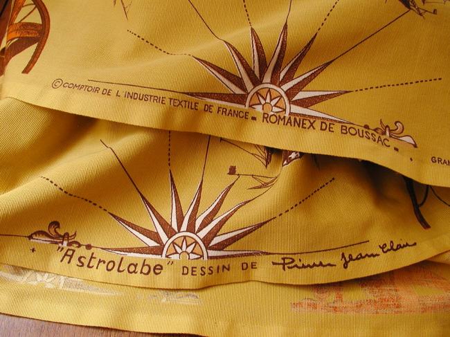 Superbe coupon imprimé de Pierre Jean Clair 'Astrolabe' pour Romanex  Boussac