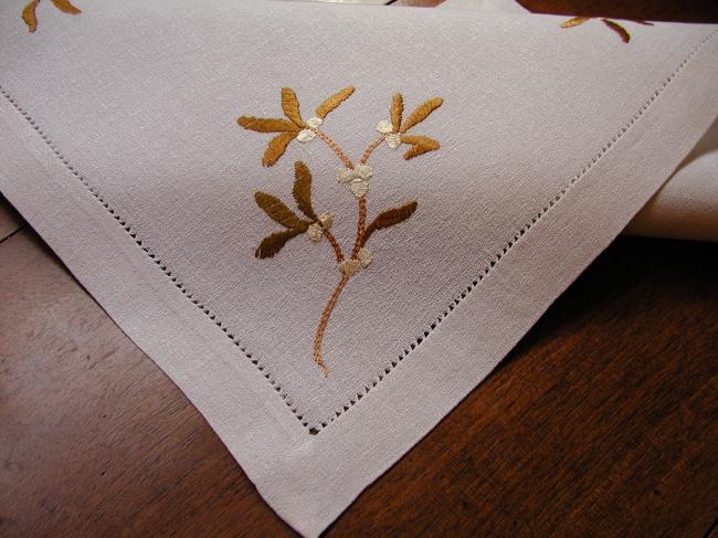 Lovely table centre with hand made silk embroidered mistletoe branches
