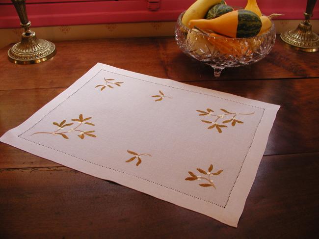 Lovely table centre with hand made silk embroidered mistletoe branches