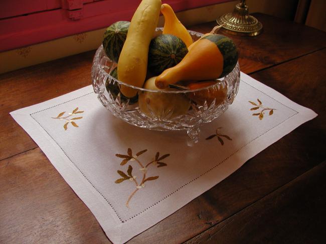 Lovely table centre with hand made silk embroidered mistletoe branches