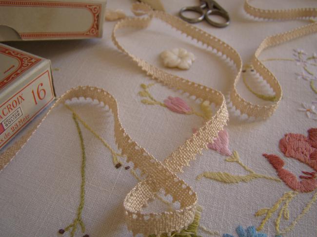 Charmante dentelle en coton perlé Cartier Bresson écrue à picots en 10mm