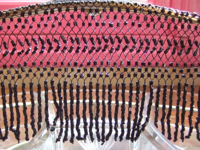 Magnifique bande faite de perles de Jais, pour col ou décoration de sac 1900