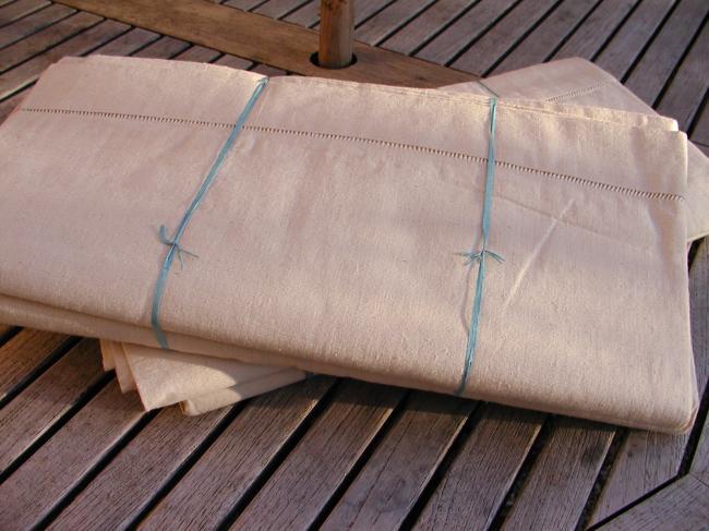 Gorgeous pair of sheets from the Vosges, unused with ladder drawn thread work