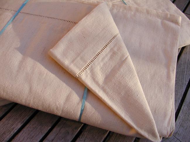 Gorgeous pair of sheets from the Vosges, unused with ladder drawn thread work