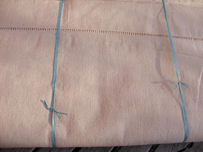 Gorgeous pair of sheets from the Vosges, unused with ladder drawn thread work