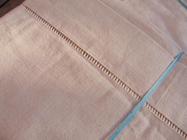 Gorgeous pair of sheets from the Vosges, unused with ladder drawn thread work