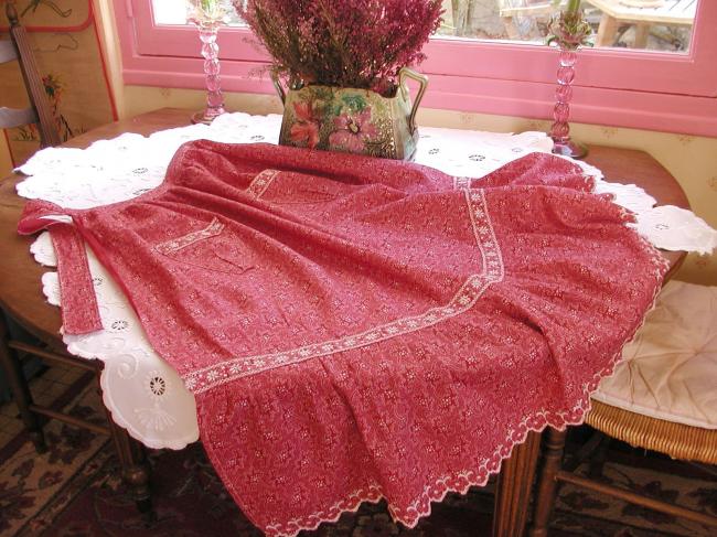 So romantic apron in fine flannelette with liberty pattern, rawsberry color 1920